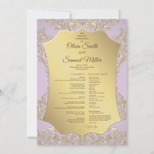 Convite Programa De Casamento Dourado E Rosa