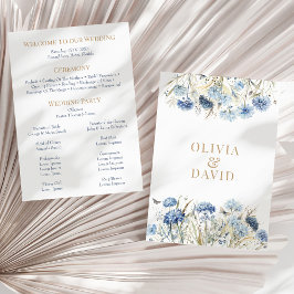 Convite Programa de Casamento Dusty Blue Champagne Hydrang