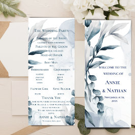 Convite Programa de Casamento Dusty Blue Eucalyptus