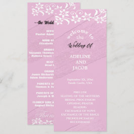 Convite Programa de casamento elegante floral rosa e branc