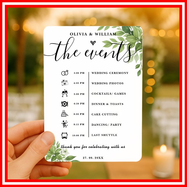 Convite Programa de Casamento Elegante Ordem de Eventos em (Criador carregado)