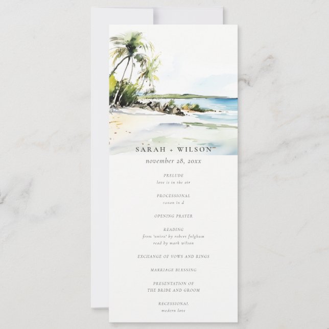 Convite Programa de Casamento em Destino Tropical à Beira- (Frente)