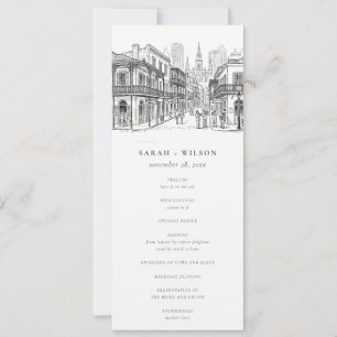 Convite Programa de Casamento Esboço de Nova Orleans Louis