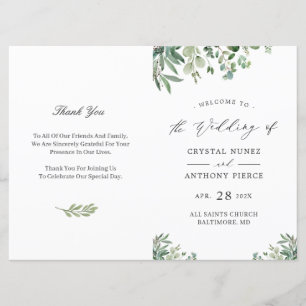 Convite Programa de Casamento Eucalyptus de Download Digit