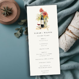 Convite Programa de Casamento Floral Amarelo-Vermelho do V