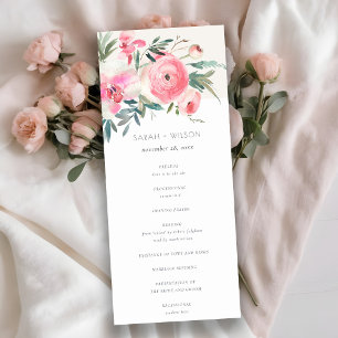 Convite Programa de Casamento Floral da Cor da Água da Ros