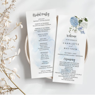 Convite Programa de Casamento Floral de Hydrangeas Brancas