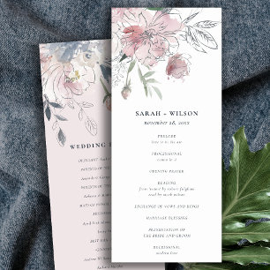 Convite Programa de Casamento Floral de Molas Aquáticas Ch