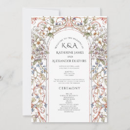 Convite Programa de Casamento Floral do Pastel Vintage