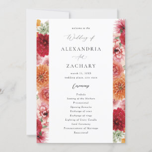 Convite Programa de Casamento Floral Multicolorido de Verã