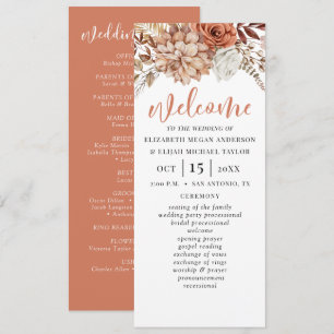 Convite Programa de Casamento Floral Terracotta