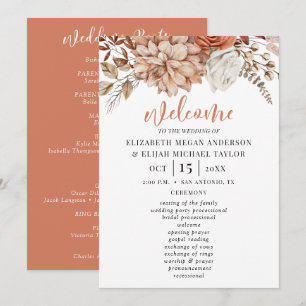 Convite Programa de Casamento Floral Terracotta