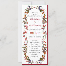 Convite Programa de Casamento Folhagem de Outono