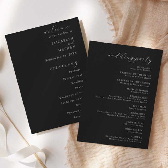 Convite Programa de Casamento Formal de Gravata Preta Mode (Criador carregado)