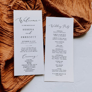 Convite Programa de Casamento Impresso em Preto Delicado