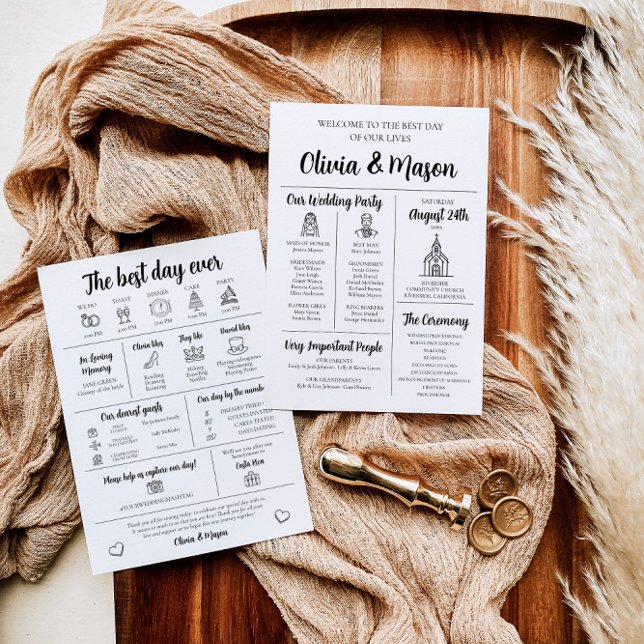 Convite Programa de Casamento Infográfico Único e Moderno  (Criador carregado)