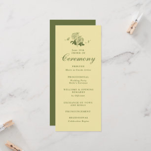 Convite Programa de Casamento Jardim Estate Amarelo Mantei