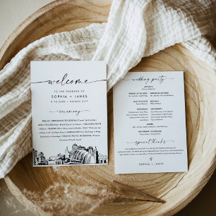 Convite Programa de Casamento Kansas City Skyline 5x7 Cart