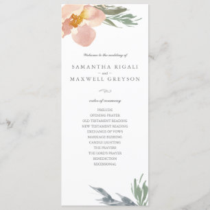 Convite Programa de Casamento Laranja Floral em Compriment