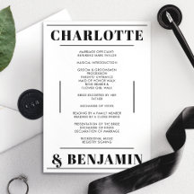 Programa de Casamento Minimalista Moderno Preto Br