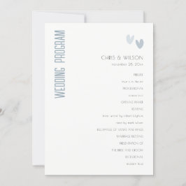 Convite Programa de Casamento Mínimo de Pastel Dusky Blue 