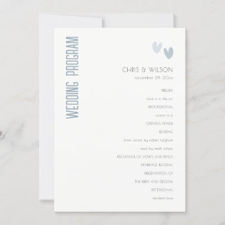 Convite Programa de Casamento Mínimo de Pastel Dusky Blue
