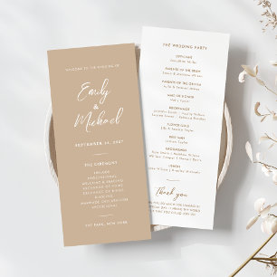 Convite Programa de Casamento Mínimo para Caligrafia Elega