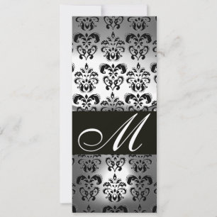 CONVITE PROGRAMA DE CASAMENTO MONOGRAMA DAMASCO PRETO E BR