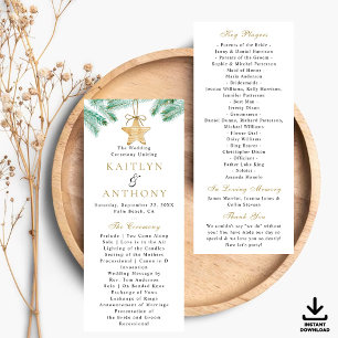 Convite Programa de Casamento no inverno Watercolor Pine B