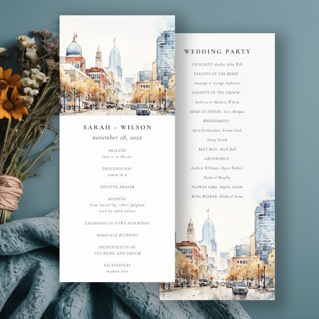 Convite Programa de Casamento Paisagem de Indianapolis, In (Criador carregado)