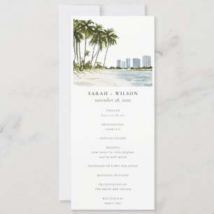 Convite Programa de Casamento Paisagem de Miami Florida