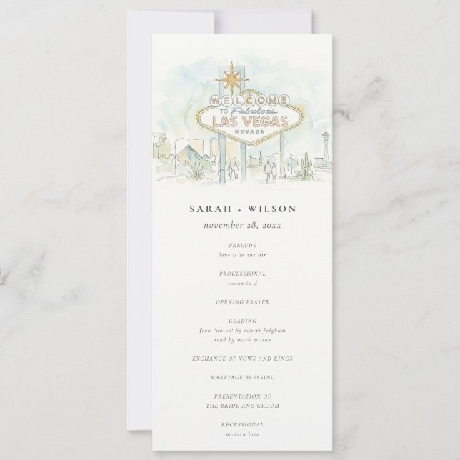Convite Programa de Casamento Paisagem Las Vegas Nevada (Frente)