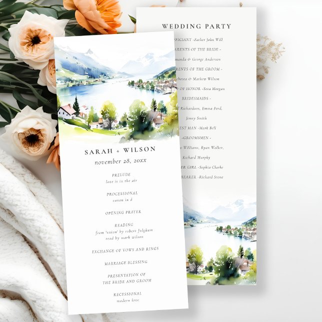 Convite Programa de Casamento Paisagem Lungern Suíça (Criador carregado)