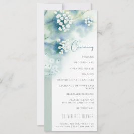 Convite Programa de Casamento para Flores Brancas Pequenas