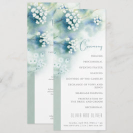 Convite Programa de Casamento para Flores Brancas Pequenas