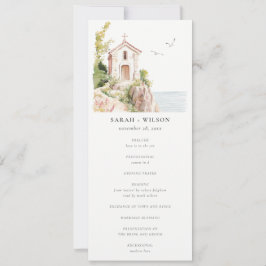 Convite Programa de Casamento por Aquarela da Igreja Catól