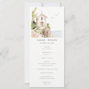 Convite Programa de Casamento por Aquarela da Igreja Catól