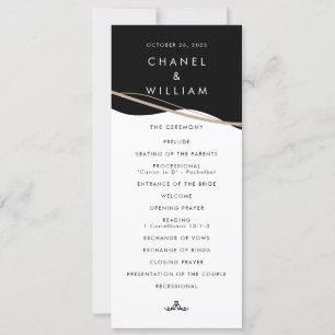 Convite programa de casamento preto e branco