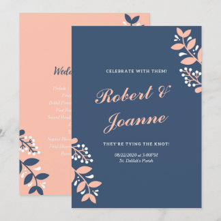 Convite Programa de Casamento Rosa Azul