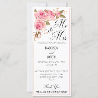 Convite Programa de Casamento Rosa Bege