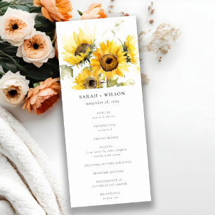 Convite Programa de Casamento Russo de Bôho Sunflower