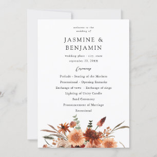 Convite Programa de Casamento Rustic Earth & Champagne Flo