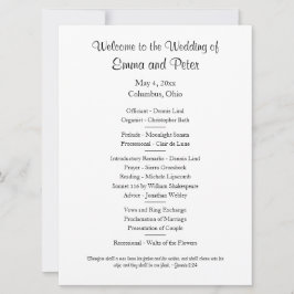 Convite Programa de Casamento Simples de Cartão/Baixável