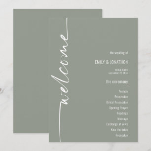 Convite Programa de Casamento Verde da Caligrafia Rotulada
