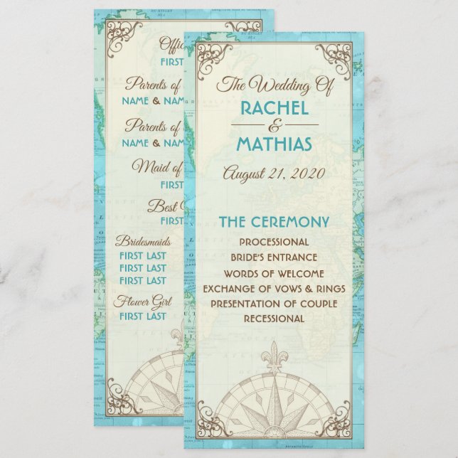 Convite Programa de Casamento Viagem (Frente/Verso)