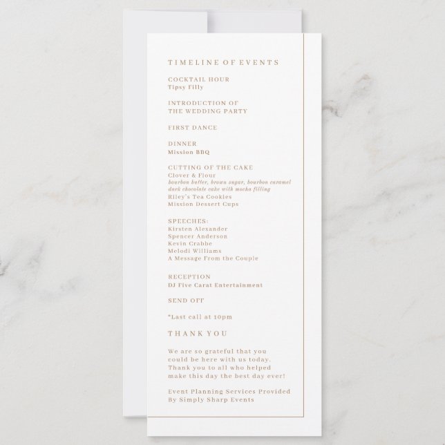 Convite Programa de Cerimônia de Casamento (Verso)