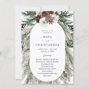 Convite Programa de Cerimônia de Casamento de Inverno Flor