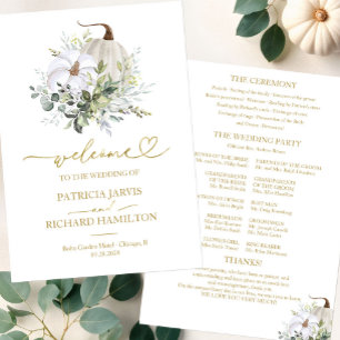 Convite Programa de Cerimônia de Casamento de Outono com A