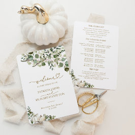 Convite Programa de Cerimônia de Casamento de Outono com V