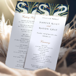 Convite Programa de Cerimônia de Casamento de Swan Art Dec